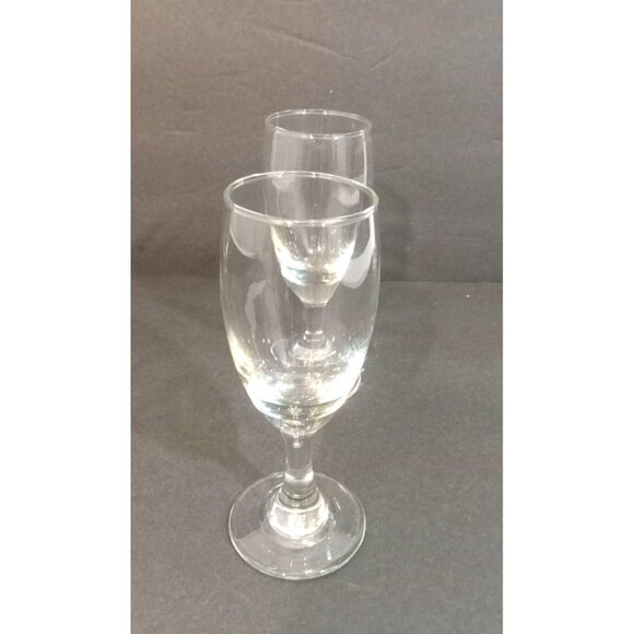 Small Stem Wine Glasses Clear Set Of 2 7 H x 3 W x 3.5 Stem Base - Picture 3 of 8